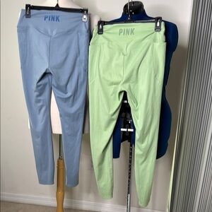 Victoria’s Secret PINK Active Blue and Green Leggings 3 pockets both size medium